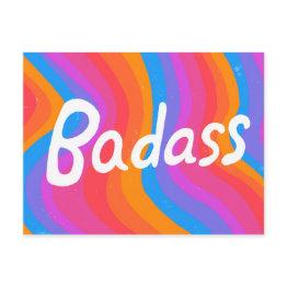 Small Badass Colorful Cool & Fun Stripes Postinvitations Front View