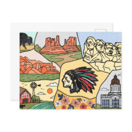 Small Badlands Mt Rushmore Black Hills South Dakota Map Postinvitations Front View