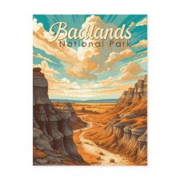 Small Badlands National Park Illustration Retro Postinvitations Front View