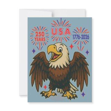 bald eagle with fireworks– usa 250 years 1776-2026 postinvitations