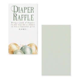 Small Balloons Green Diaper Raffle Baby Shower Tickets Enclosure Invitations Front View
