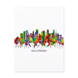 Small Baltimore Maryland Skyline Invitation Postinvitations Front View
