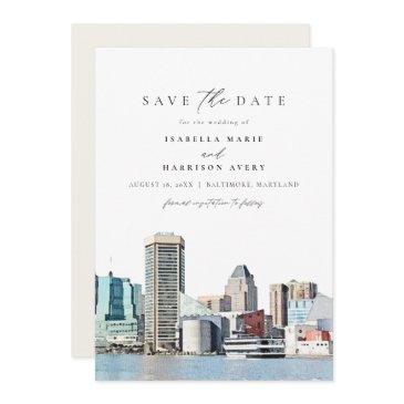 baltimore maryland skyline travel save the date invitation