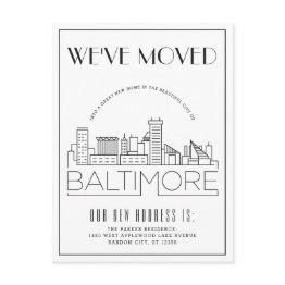 Small Baltimore Skyline Modern Deco Change Of Address Announcement Postinvitations Front View