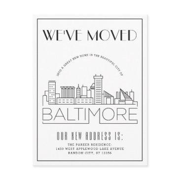 baltimore skyline modern deco change of address announcement postinvitations