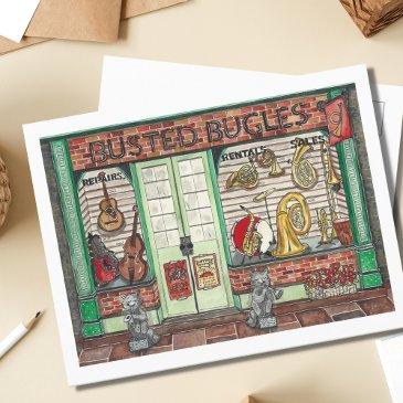 band instrument music shop watercolor postinvitations