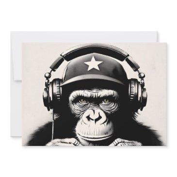 banksy dj monkey gorilla chimp art print invitation