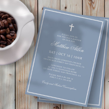 baptism for him | elegant classic cross invitation