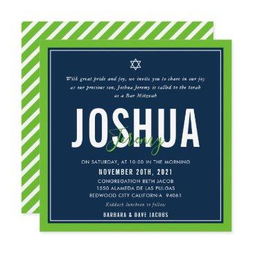 bar mitzvah modern nfl seattle football green navy invitation