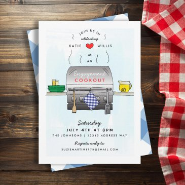 barbecue grill engagement party invitation