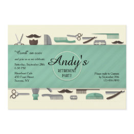 Small Barber's Tools Invitation Front View