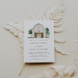 Small Barn Wedding Invitation, Rustic Farmhouse Wedding Invitation Front View