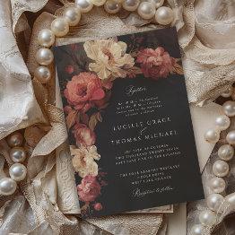 Small Baroque Painted Florals Invitation Front View