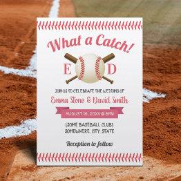 Small Baseball Sports Theme Wedding Invitation Front View