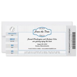 Small Baseball Ticket Save The Date Front View