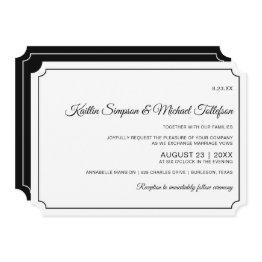 Small Basic Border Elegant Wedding Invitations (black) Front View