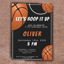 Small Basketball Ball Fun Sports Kids Birthday Invitation Front View