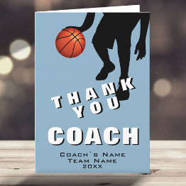 Small Basketball Ball Player Basketball Coach Thank You Invitations Front View