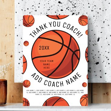 basketball coach thank you digital or printed invitations