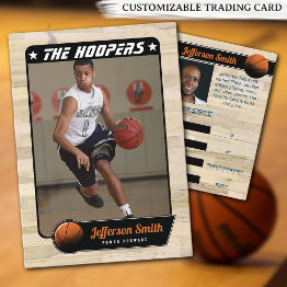 Small Basketball Player Customizable Trading Invitations Front View