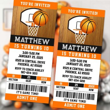 basketball ticket birthday invitation