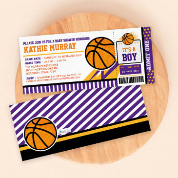 basketball ticket pass baby shower invitation