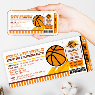 basketball ticket pass birthday invitation