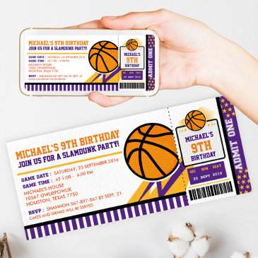 basketball ticket pass birthday invitation