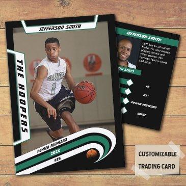 basketball trading invitations in lively green black