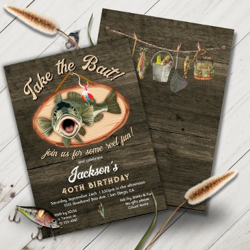 bass fishing funny birthday invitation