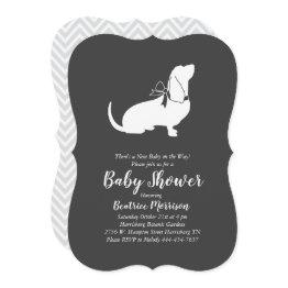 Small Basset Hound Dog Baby Shower Gender Neutral Invitation Front View
