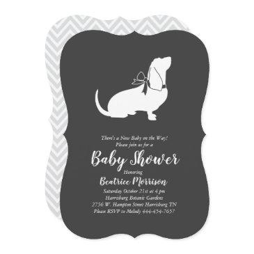 basset hound dog baby shower gender neutral invitation