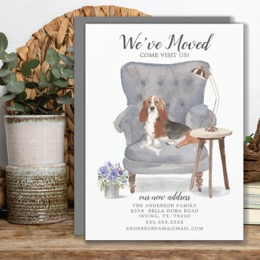 basset hound dog we've moved moving announcement