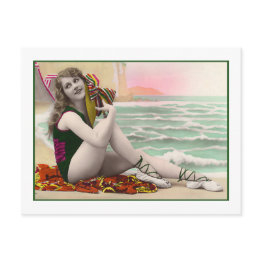 Small Bathing Beauty In Green Bathing Suit Postinvitations Front View