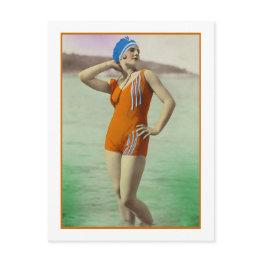 Small Bathing Beauty In Orange Bathing Suit Postinvitations Front View