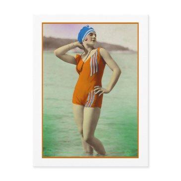 bathing beauty in orange bathing suit postinvitations