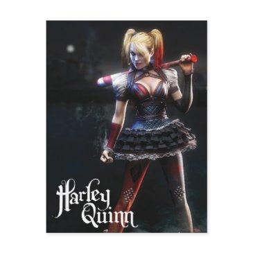 batman arkham knight | harley quinn with bat postinvitations