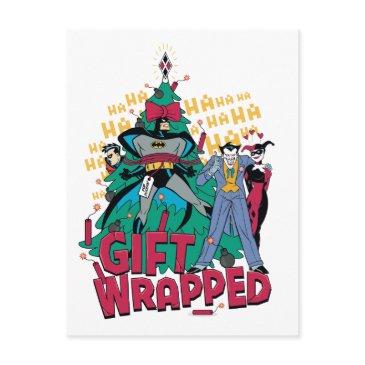 batman | batman & robin gift wrapped to xmas tree holiday postinvitations