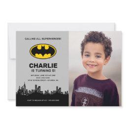 Small Batman - Gotham City | Boys Birthday - Photo Invitation Front View