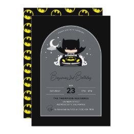 Small Batman - Moon And Stars Birthday Invitation Front View