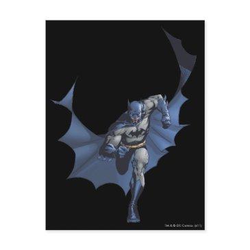 batman runs with flying cape postinvitations