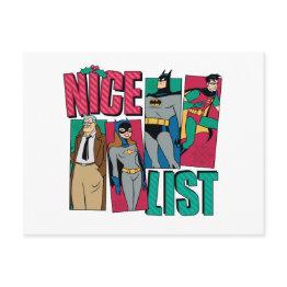 Small Batman | Santa Nice List Of Heroes Holiday Postinvitations Front View