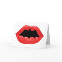 Small Batman Valentine | Bat Lips Holiday Invitations Front View