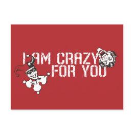 Small Batman Valentine | Joker & Harley - Crazy For You Holiday Postinvitations Front View