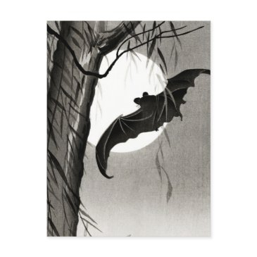 bats under the full moon painting by ohara koson postinvitations