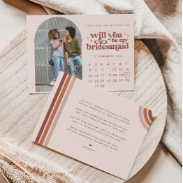 Small Be My Bridesmaid | Photo & Calendar Note Invitations Front View
