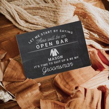 be my groomsman invitations - rustic chalkboard