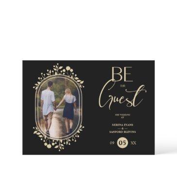 be our guest black wedding fancy frame flowers invitation