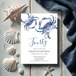 Small Beach 40th Birthday Invitations Crab Boil Front View