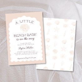 Small Beach Babe Seashell Girl Baby Shower Invitation Front View